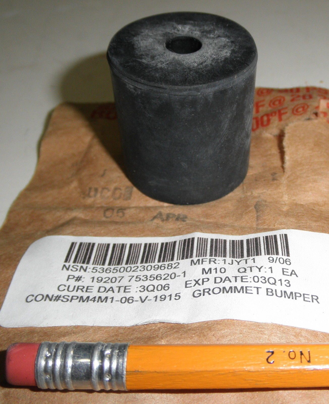 M939 5 Ton Truck Rubber Bushing 5365-00-230-9682 1-1/4 Long x 1-1/4 ODx 0.266 ID