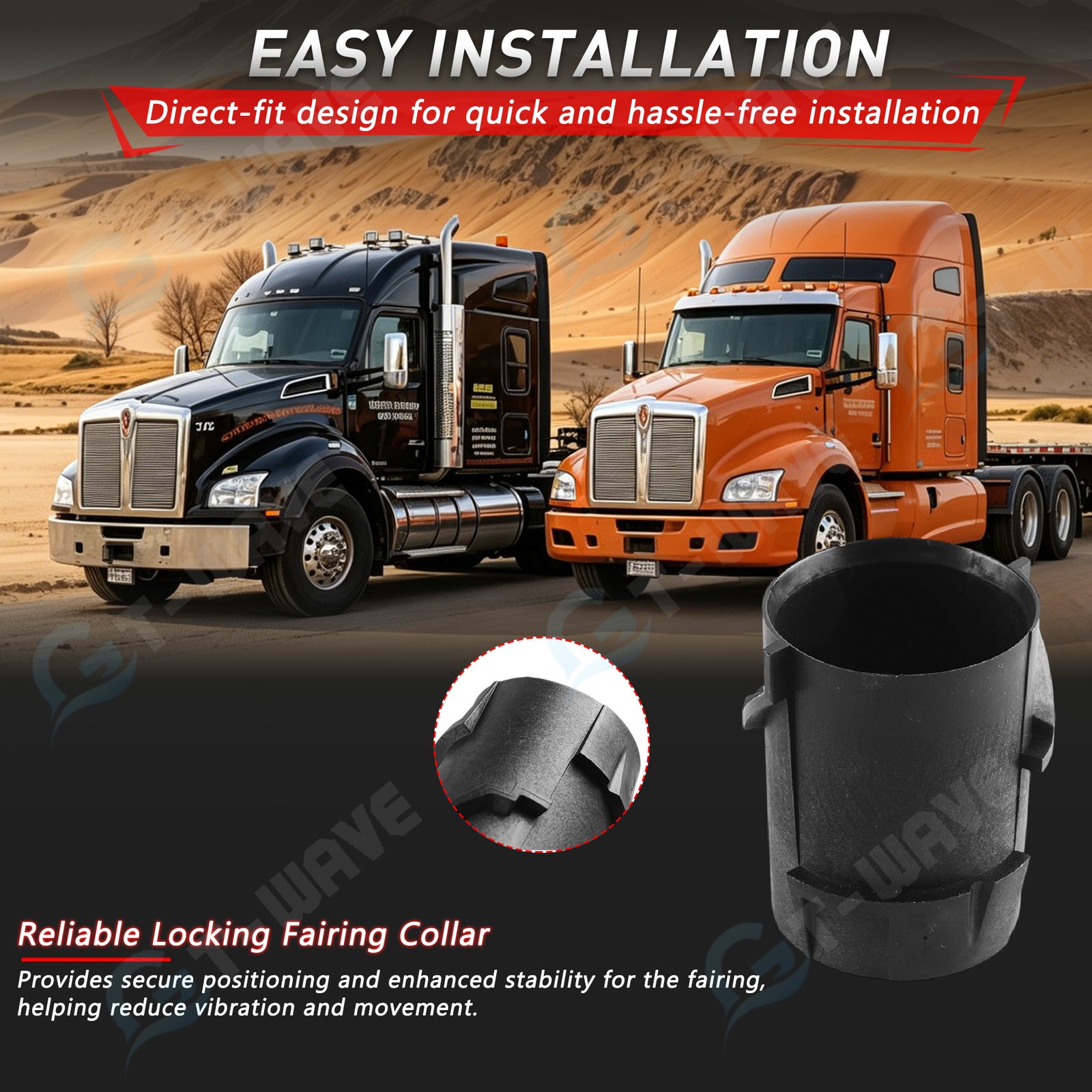 New Locking Fairing Collar A18-1002 fits Kenworth T660 T680 Peterbilt Trucks