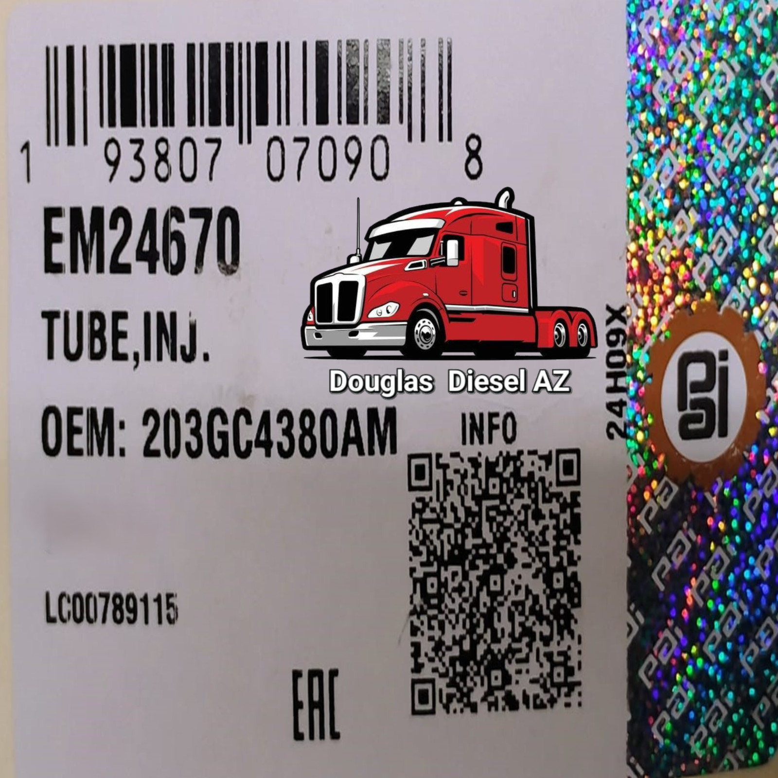 FUEL INJECTION TUBE for Mack E-Tech. PAI # EM24670. Ref.# 21088818 203GC4380AM