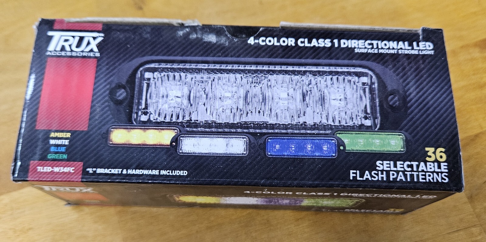 Trux TLED-W34FC Warning Strobe Light, Led, 4 Color, Class 1, Low Profile, 36 Pat