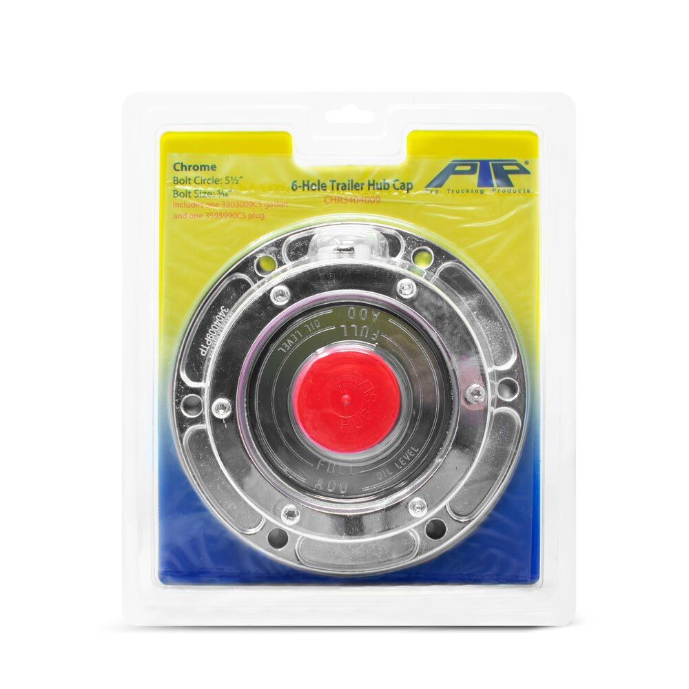 (Pair) Chromed Six Hole Hub Caps with Gasket Replaces Stemco 300-4009 & 340-4009