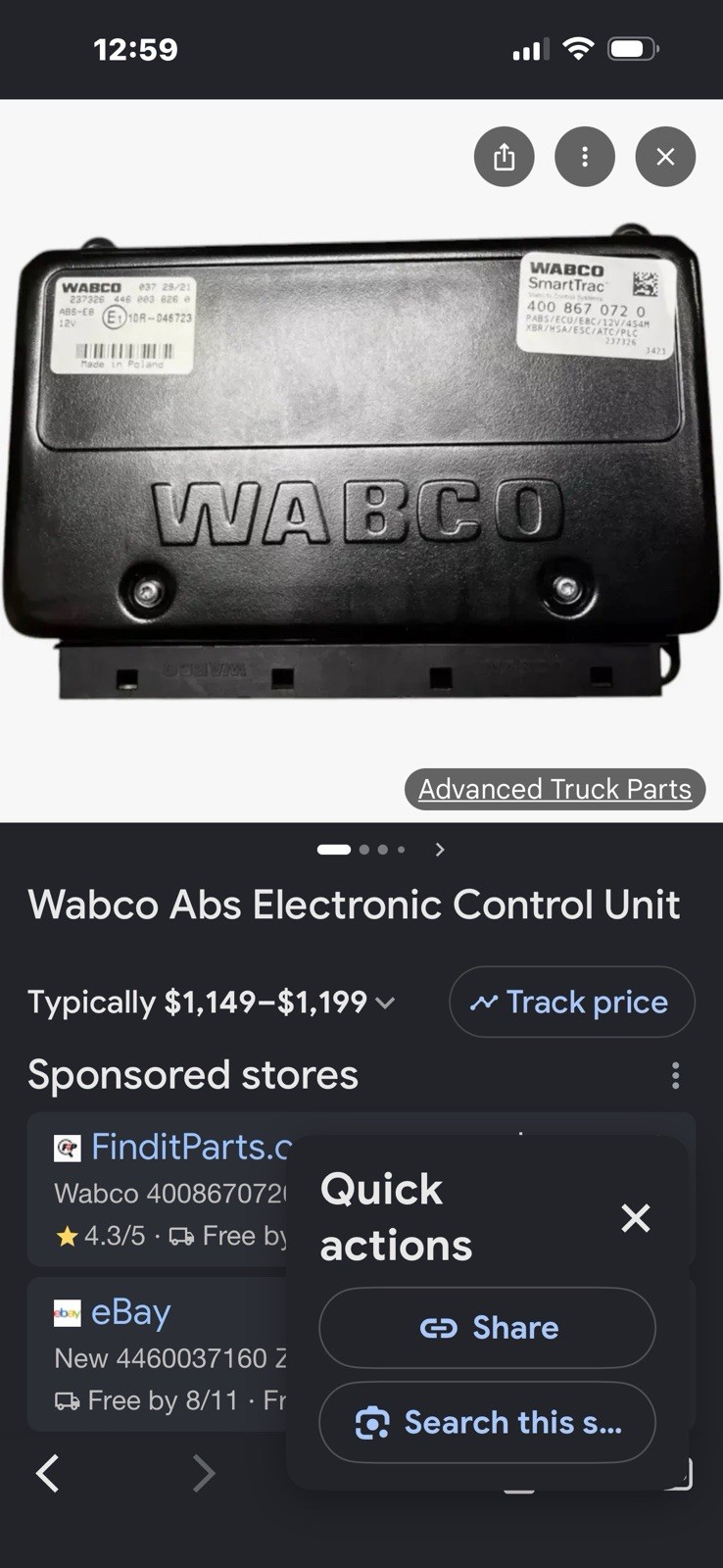 Wabco ABS Electronic Control Unit New In Box