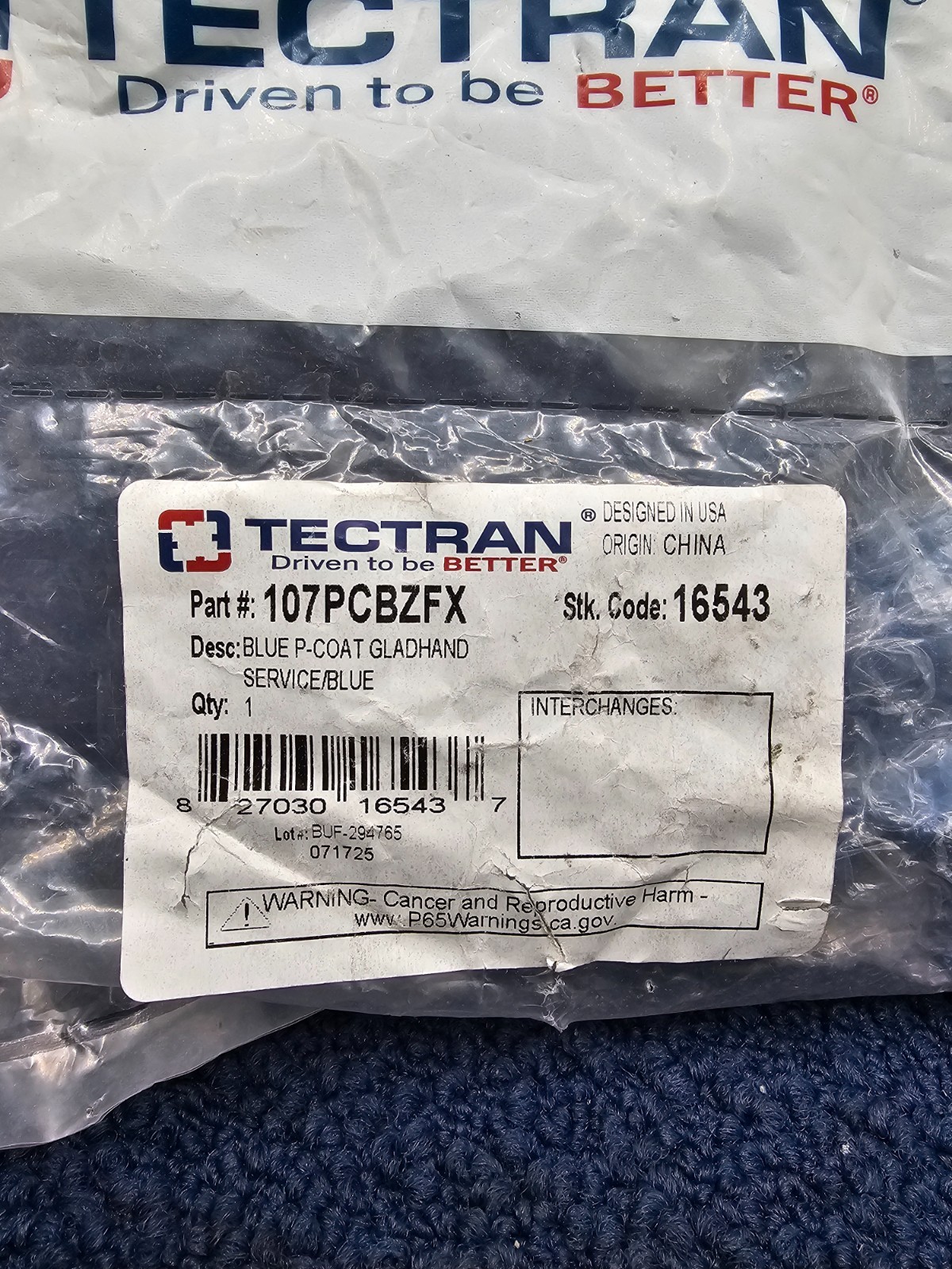 TECTRAN 107PCBZFX Powder-Coated Cast Iron Blue Service Gladhand
