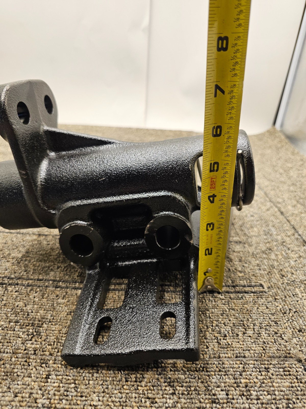 Right Hand Tow Hook Housing Bracket, Black Powder Coated Finish