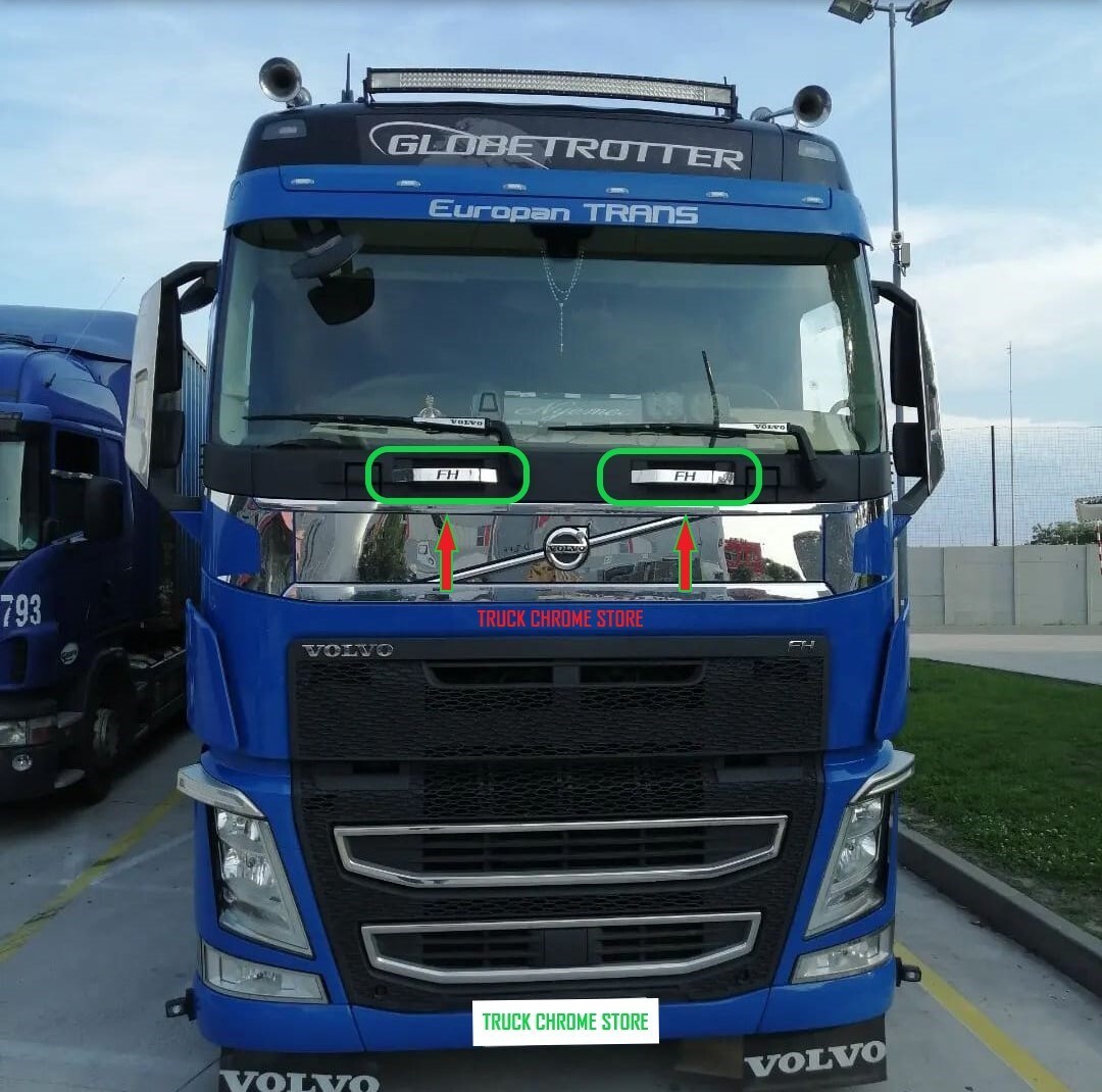 Volvo FH4 2013-2020 TOP OF GRILL HOLDER CHROME Stainless Steel 2 Pcs.