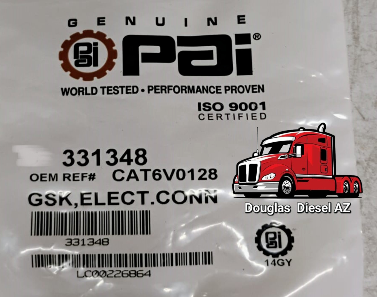 ELECTRICAL CONNECTOR GASKET for 3406E C15. PAI# 331348. Ref.# Caterpillar 6V0128