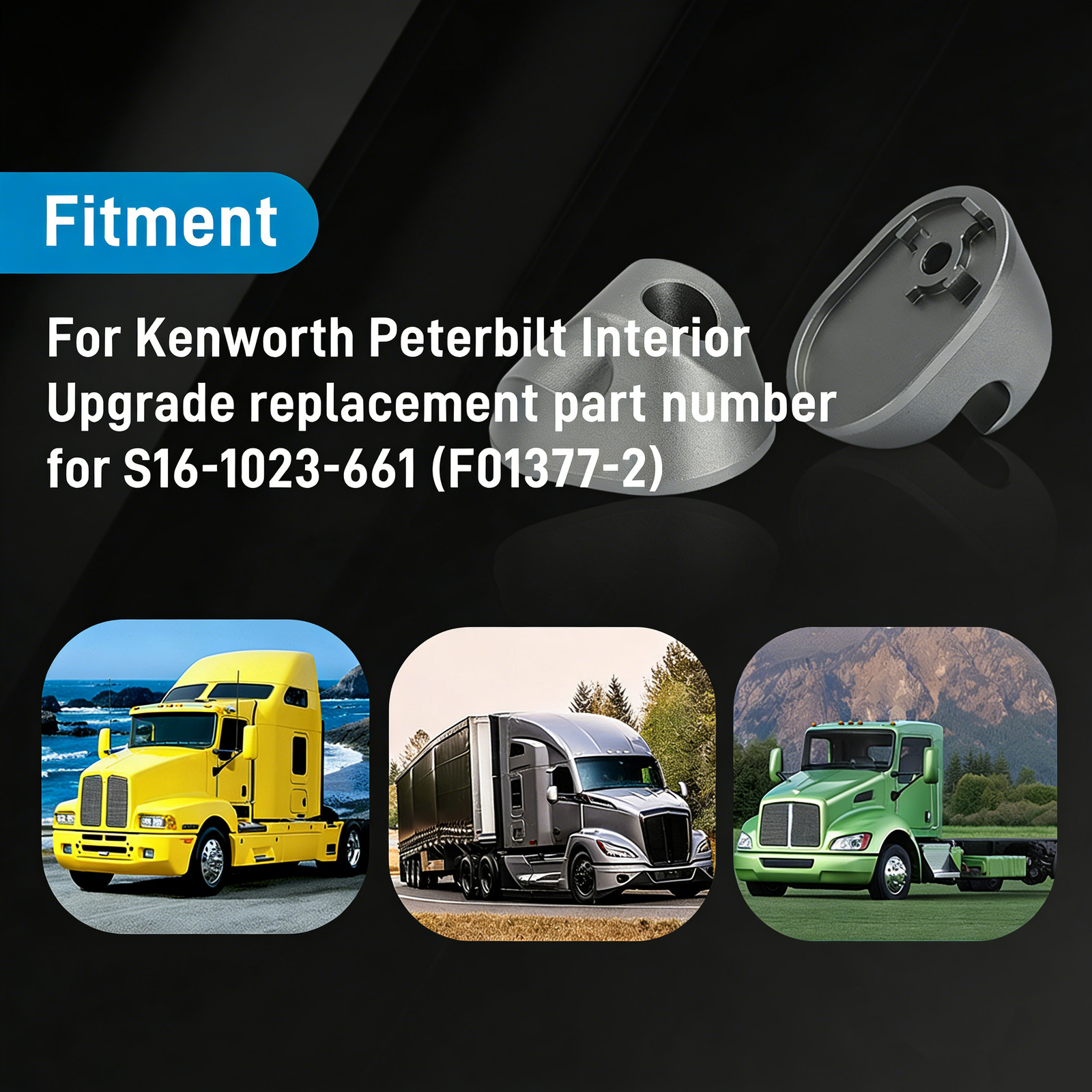 Aluminum Sun Visor Clip S16-1023-661 F01377-2 For Kenworth Peterbilt Interior US