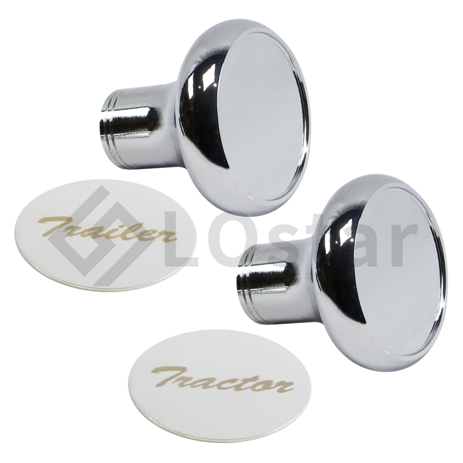 Pair Chrome Air Valve Knob -Tractor/Trailer For Peterbilt Kenworth Freightliner