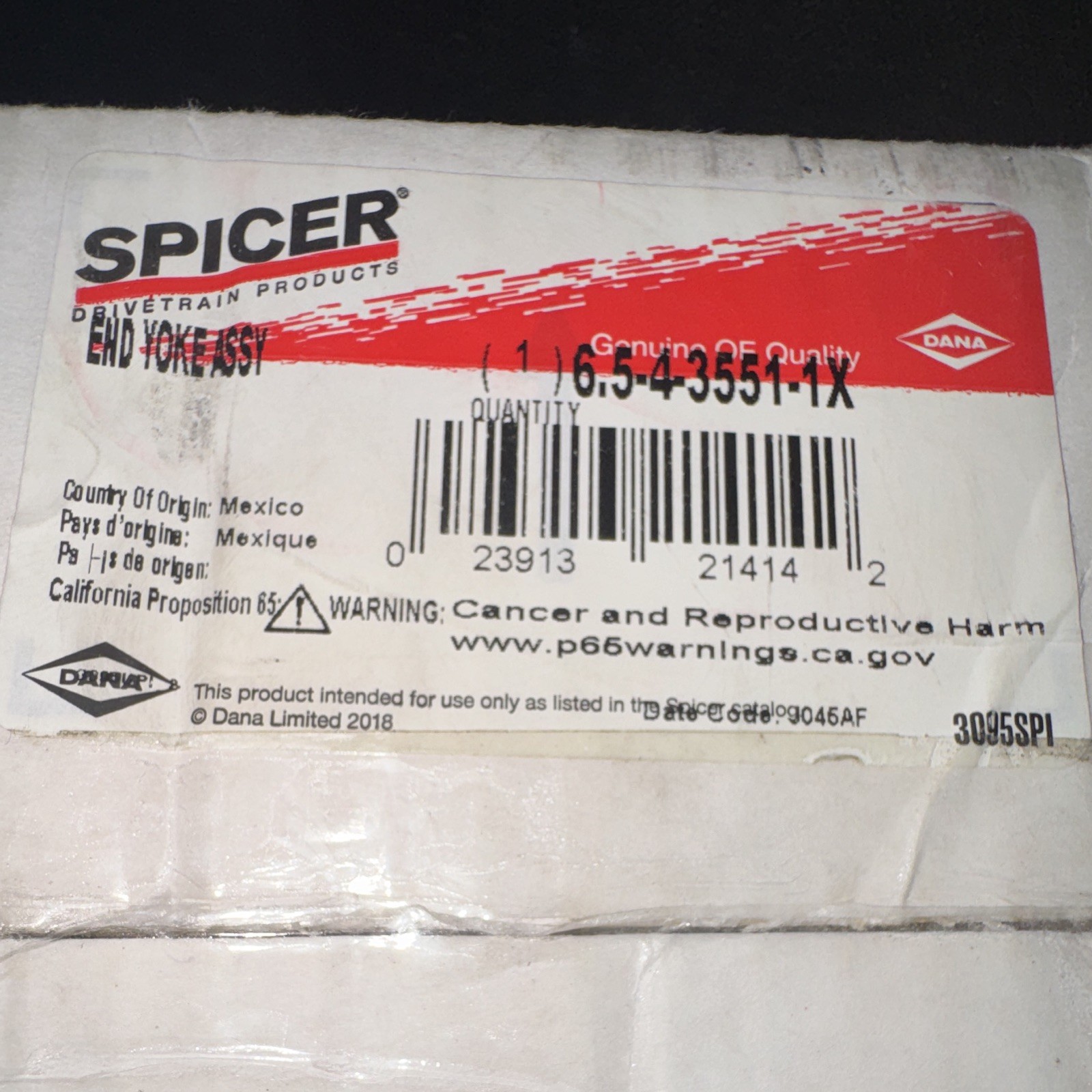 Dana Spicer 6.5-4-3551–1x Drive Shaft End Yoke Assy