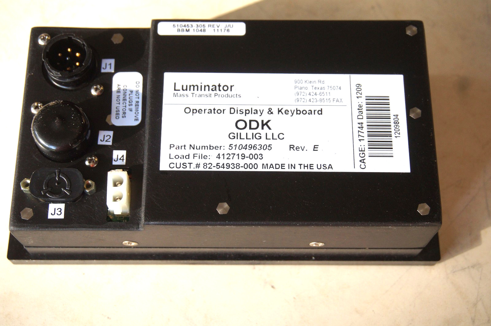 LUMINATOR Operator Dispaly Keyboard ODK, Gillig, 510496305, 1209804, 510453-305