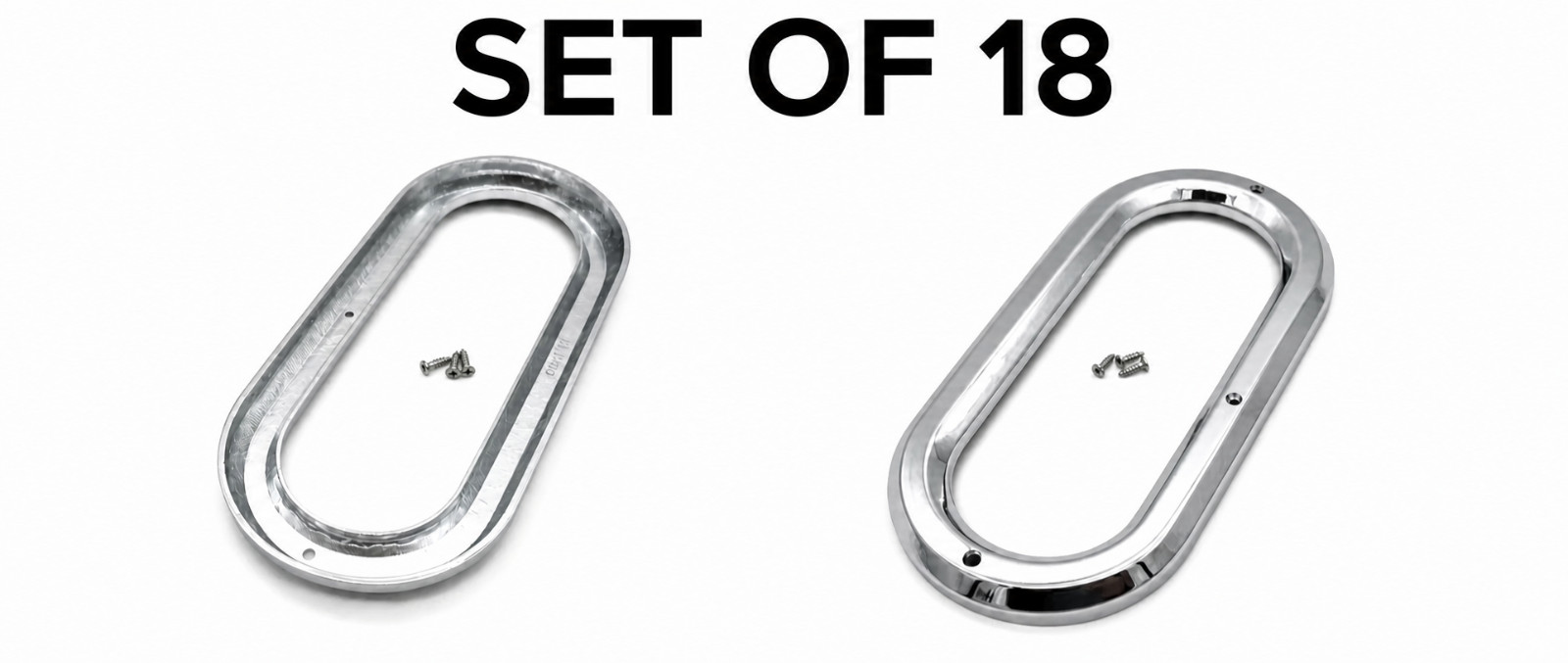 Chrome Oval Light Bezels – 6″ Plastic Semi Truck Trailer – United Pacific QTY 18
