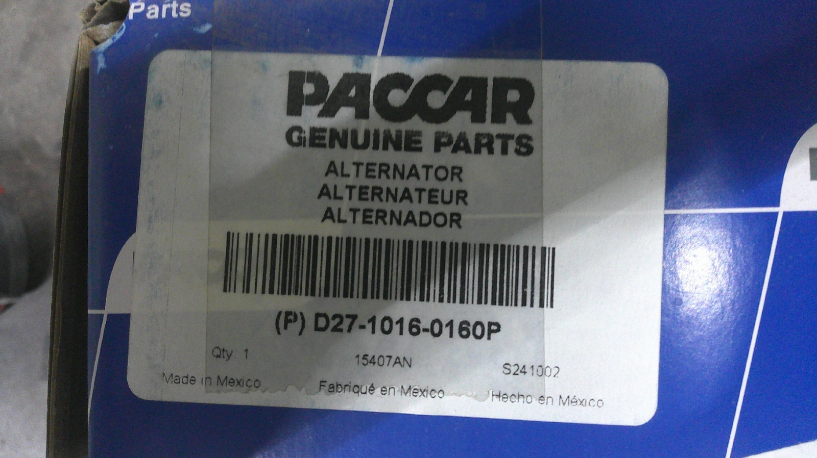 NEW GENUINE PACCAR OEM ALTERNATOR for KENWORTH ~ D27-1016-0160P