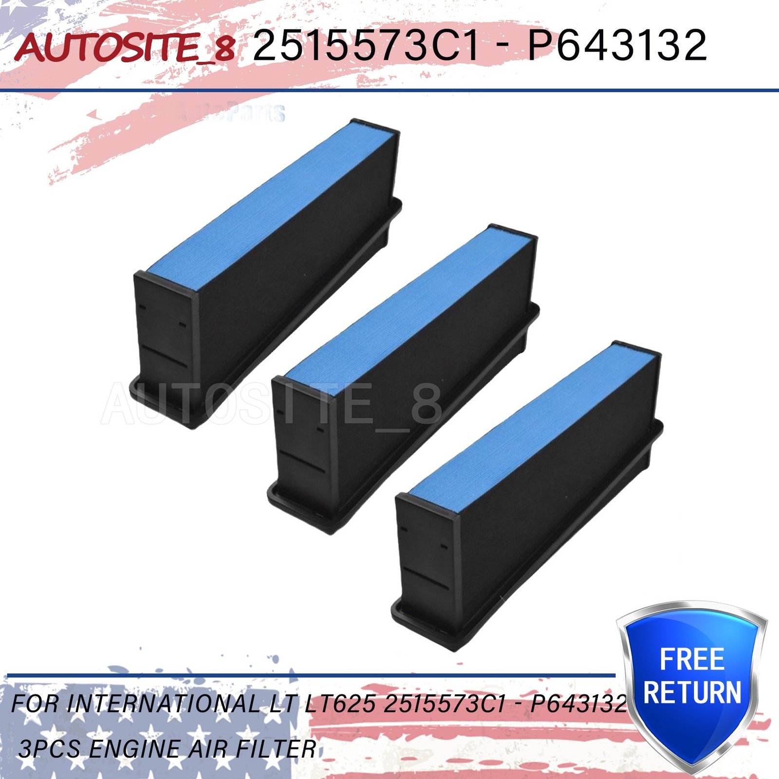 For International LT LT625 2515573C1 – P643132 3PCS Engine Air Filter