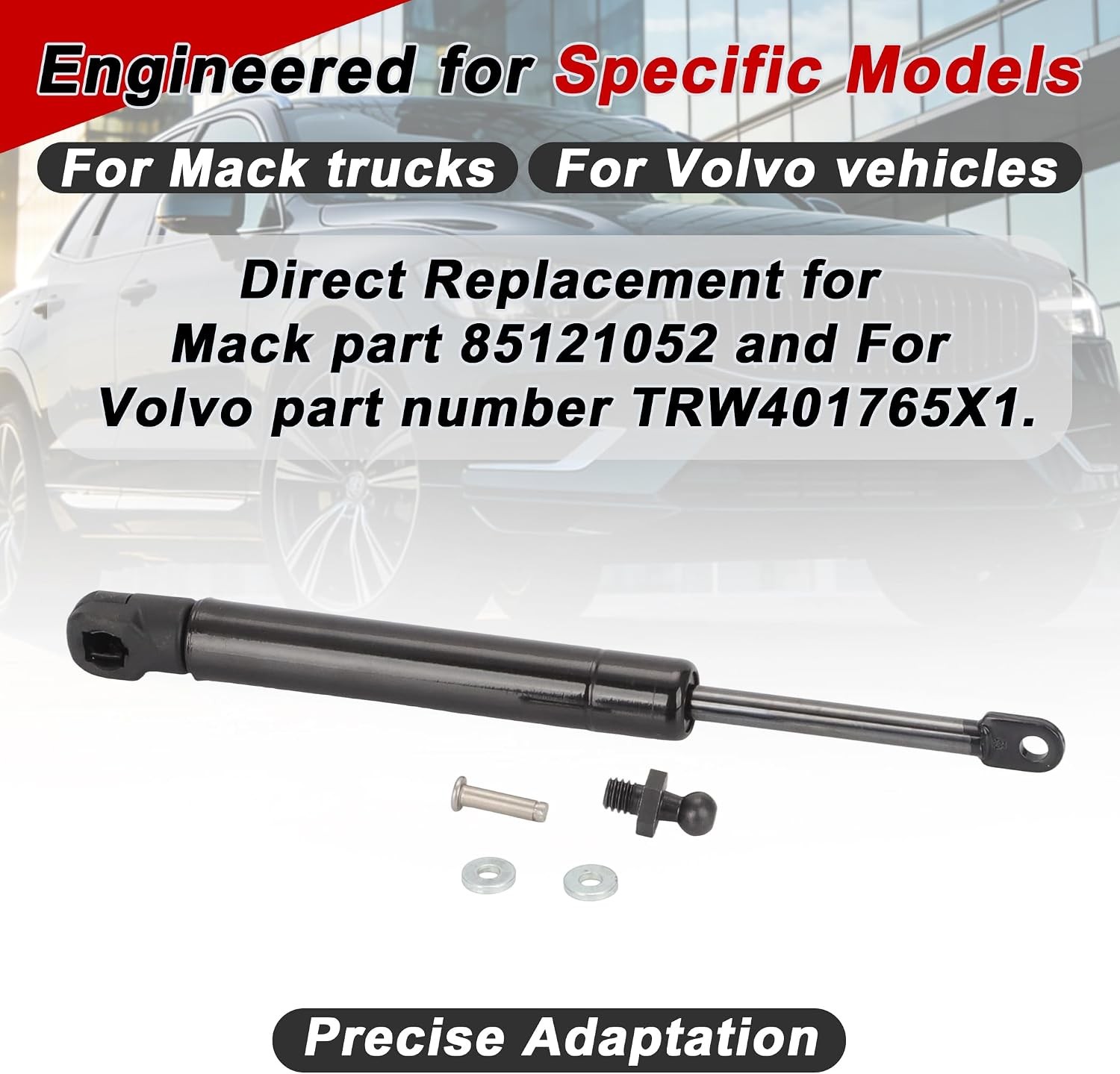 Heavy Duty Gas Spring Assembly W/ Screw Kit 6990-401765X1 For Mack Volvo Trucks