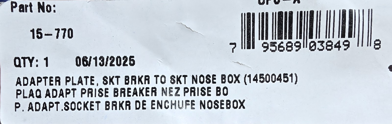 P15-770 Phillips Powder Coated Steel Nose Box Adapter Plate: NEW