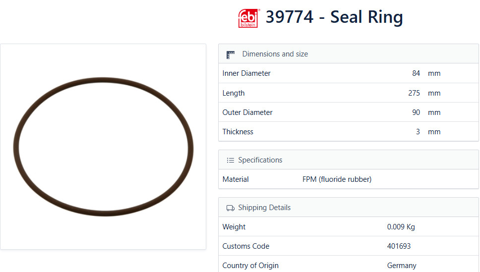 Volvo O-Ring 967344 FEBI MADE IN GERMANY
