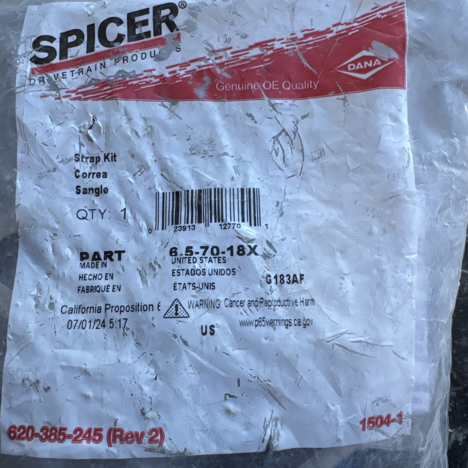 Spicer Universal Bearing U-Joint Strap Kit 6.5-70-18X Hardware Replacement Part