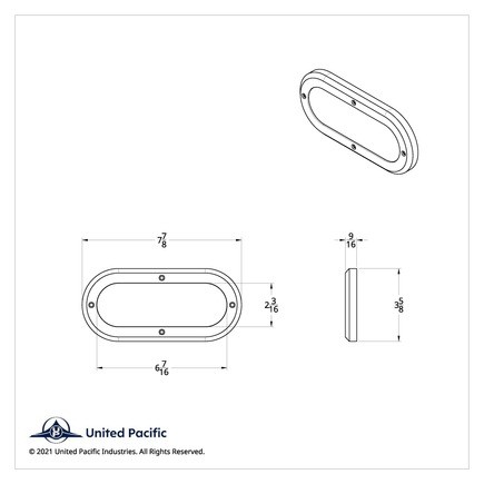United Pacific 34076 Clearance Light Bezel, 6″ Oval Mirror