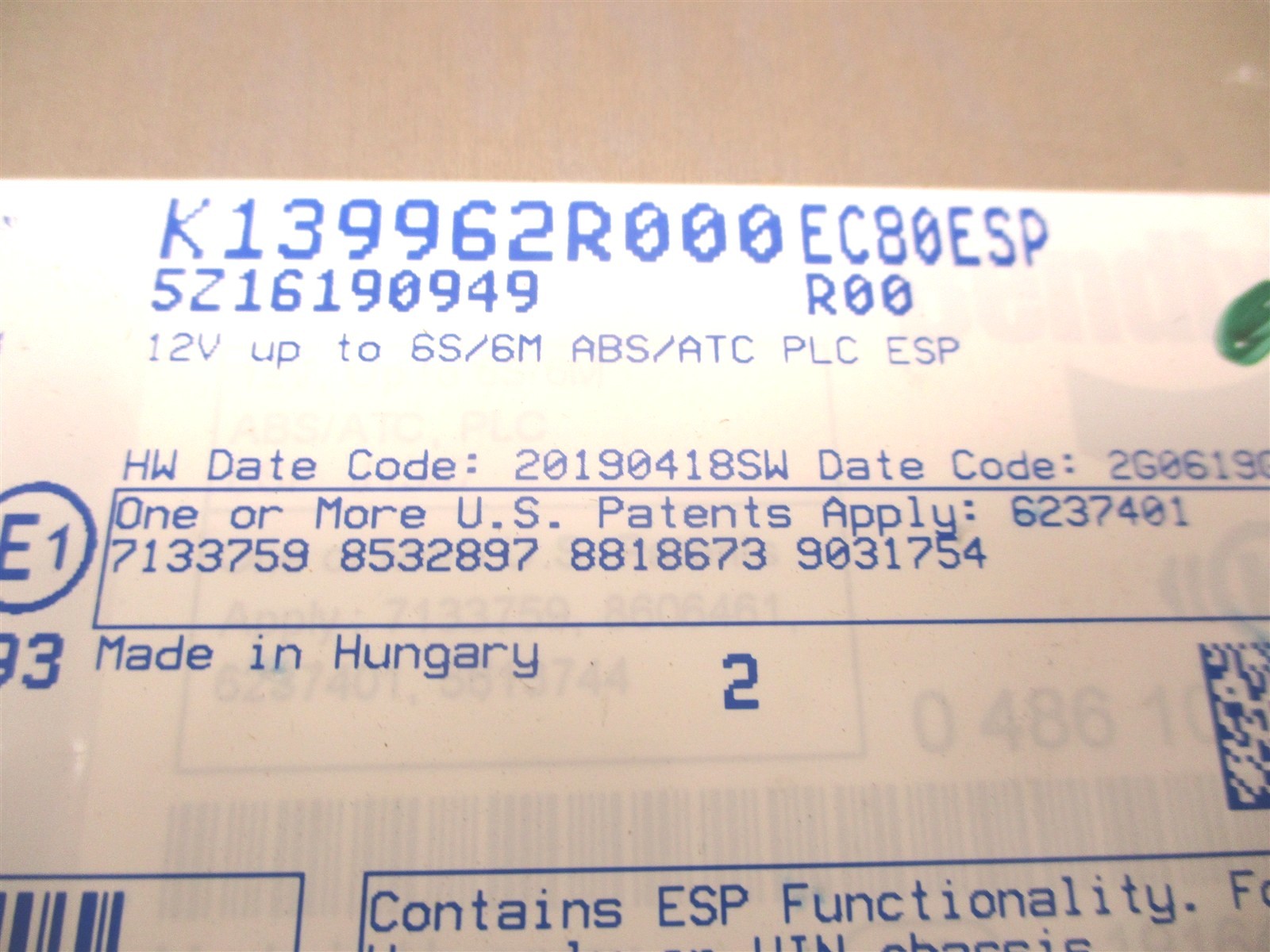 4055091C2 NEW INTERNATIONAL BENDIX EC80 ADVANCED ABS ECU K139962R000