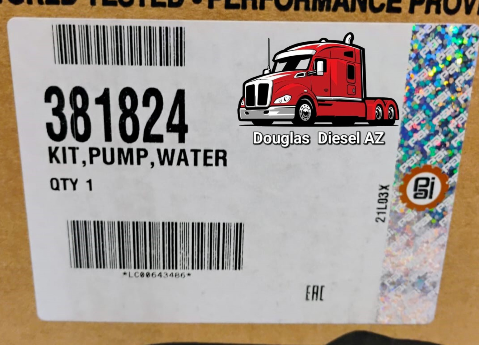 Water Pump Assembly for Caterpillar C13. PAI # 381824 Ref. # Cat 3520206 10R2129
