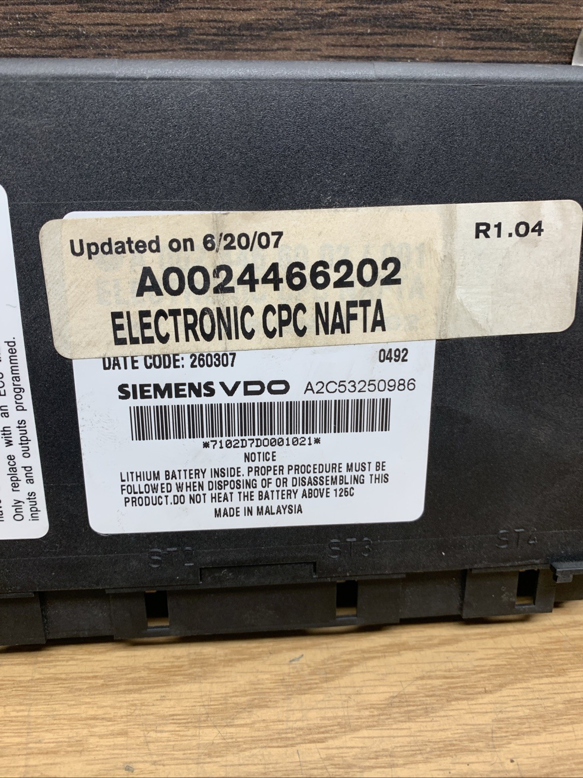 2008-2011 Freightliner CASCADIA Cab Control Module CECU – Used | P/N A0024466202