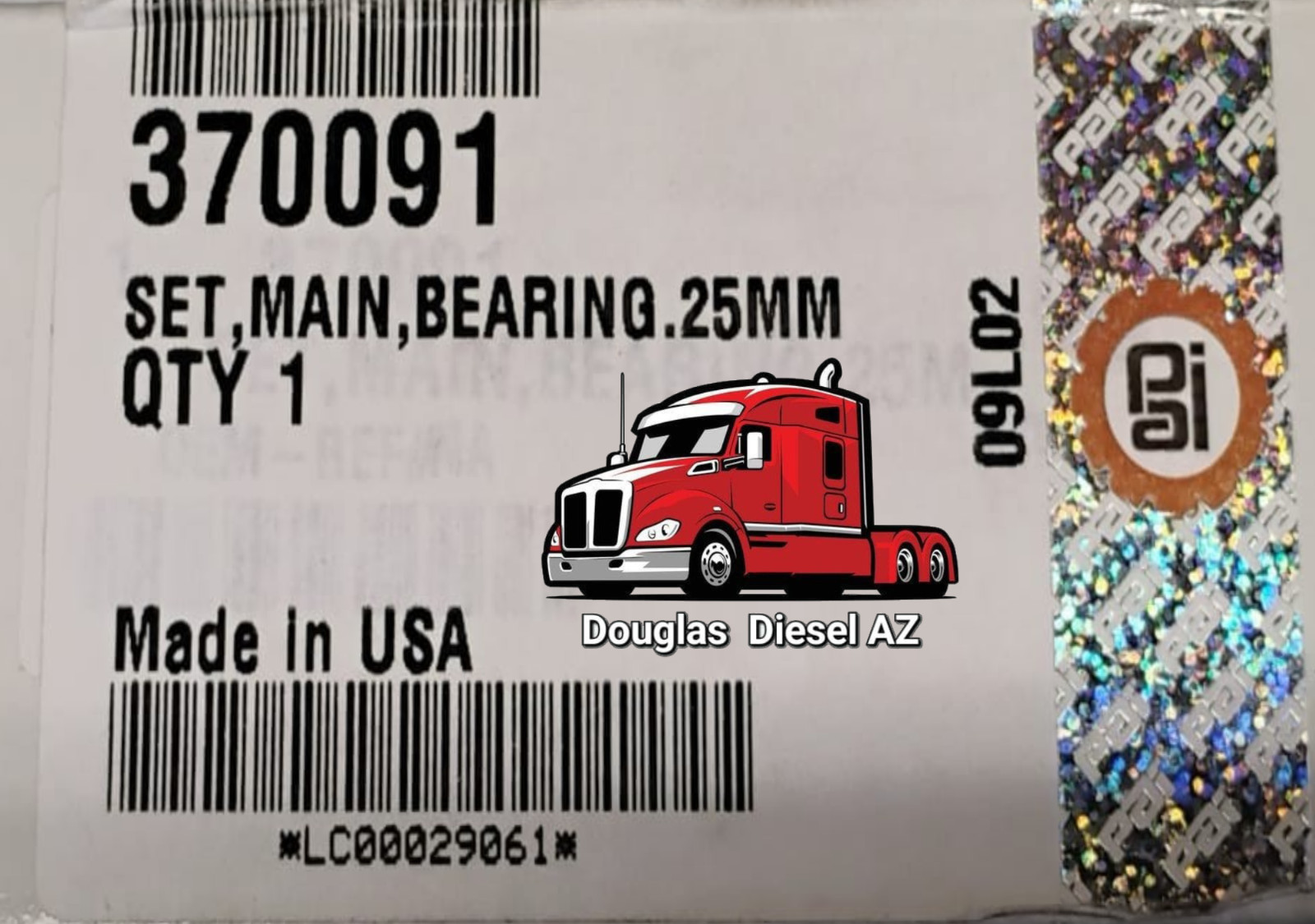 MAIN BEARING SET .25mm for CAT 3116 / 3126 / C7. PAI# 370091 Ref# 1450162 7C6971