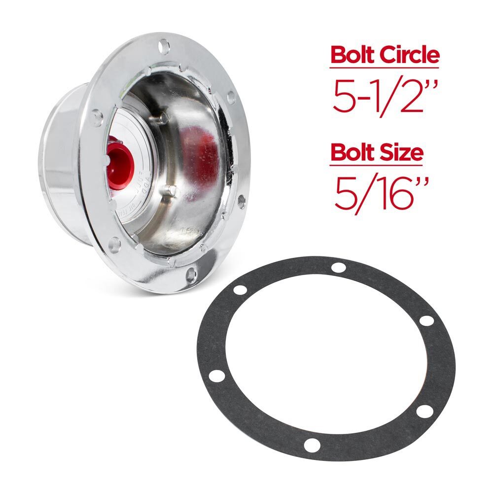 (Pair) Chromed Six Hole Hub Caps with Gasket Replaces Stemco 300-4009 & 340-4009
