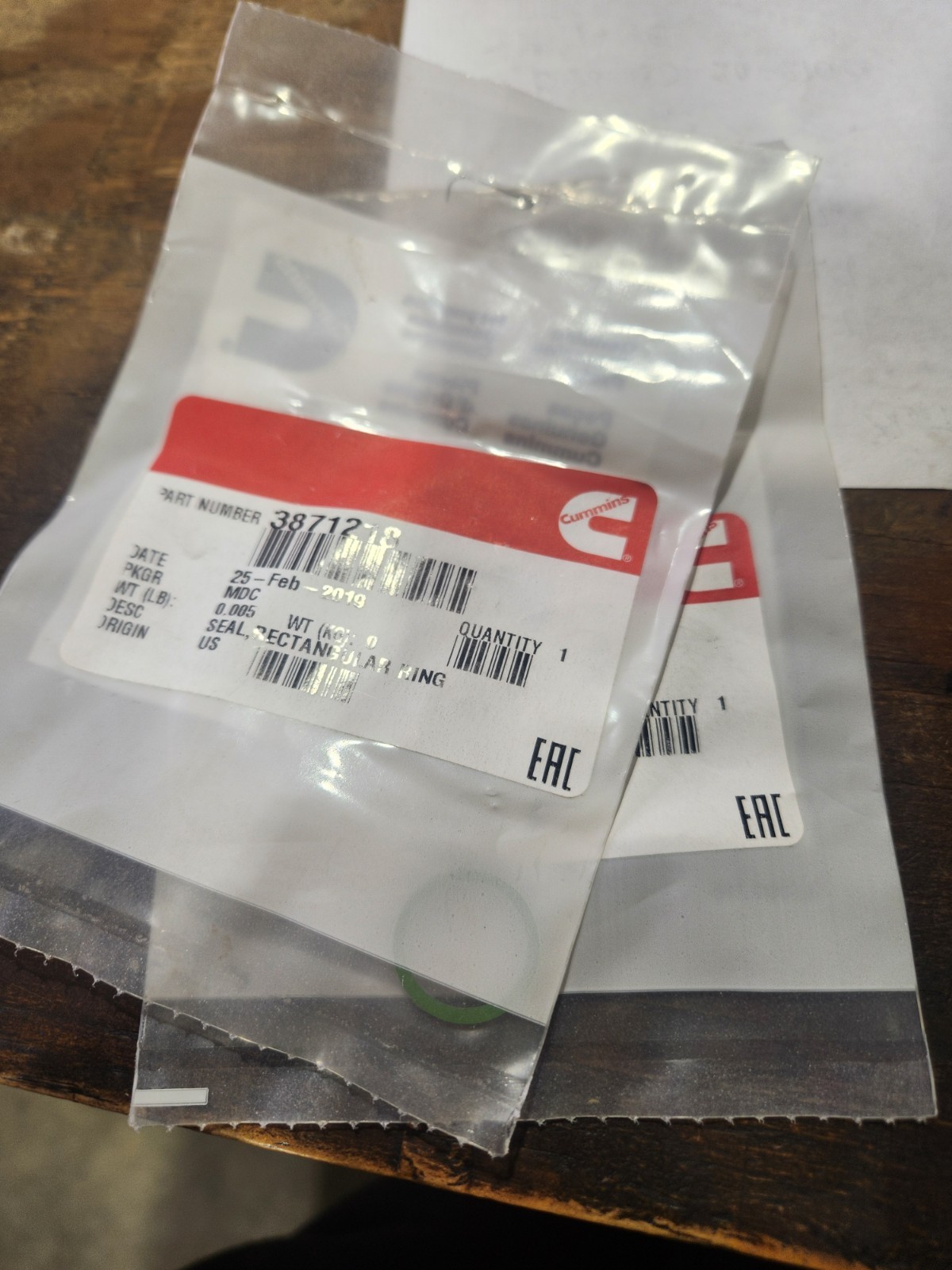 Qty 2** OEM Cummins 3871218 O-Ring 15-liter ISX/QSX engines