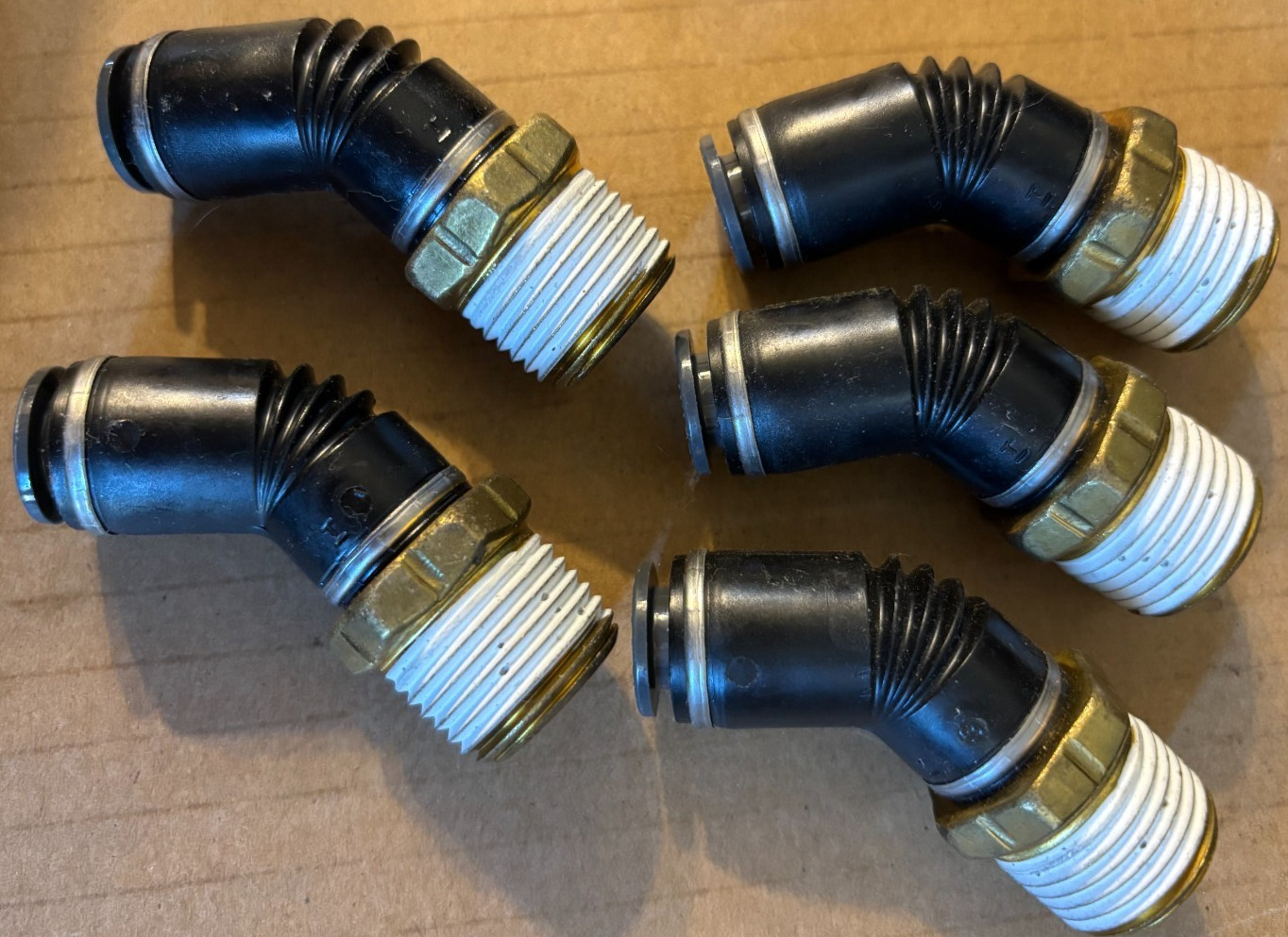 *Pk of 5* SMC 3/8 PTC x 1/2-14 Male NPT 45° Elbow – P/N SMC KV2K11-37S