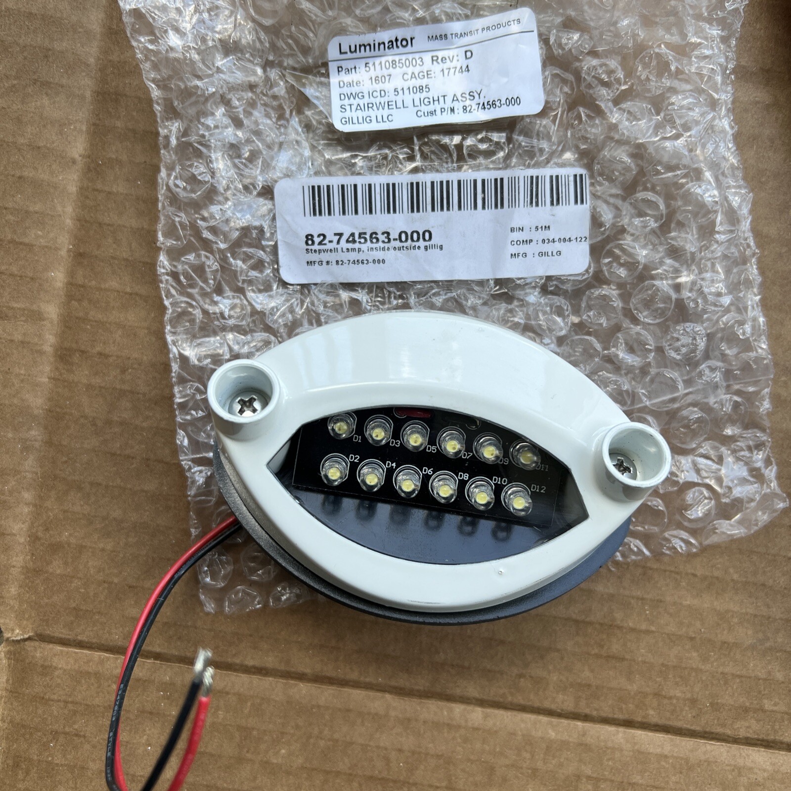 Luminator 511085-003 Stepwell Lamp, Inside/Outside Gillig Buses P# 82-74563-000