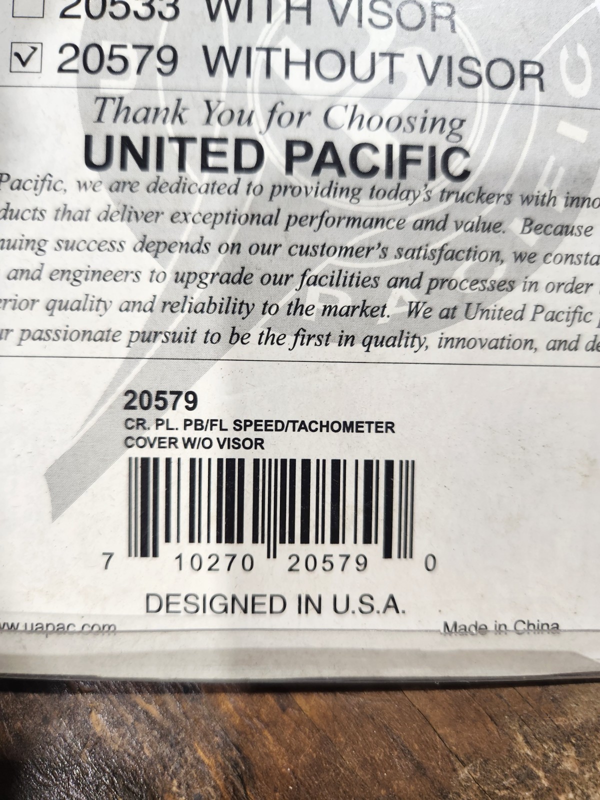United Pacific 20579 Chrome Speed/ Tachometer Gauge Cover, Peterbilt