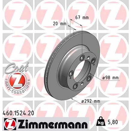 Zimmermann 460 1524 20 Disc Brake Rotor For for Porsche