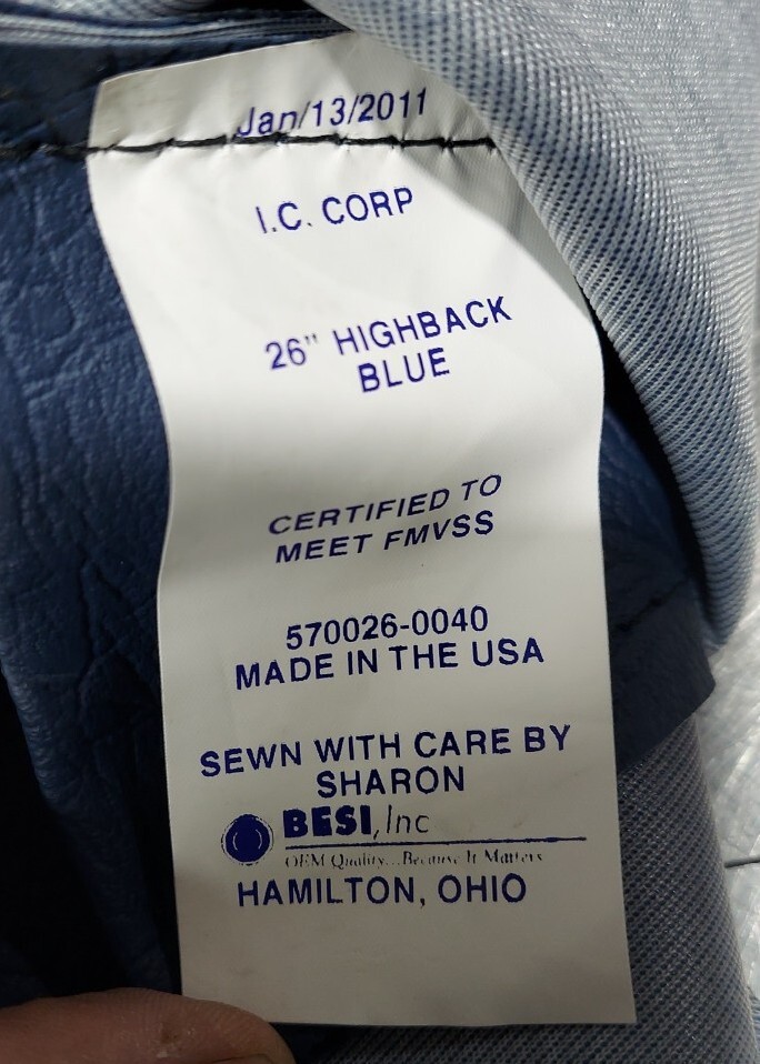 Besi Inc ZB5700260040 / 570026-0040 26″ Highback Bus Seat Cover. 42oz Blue