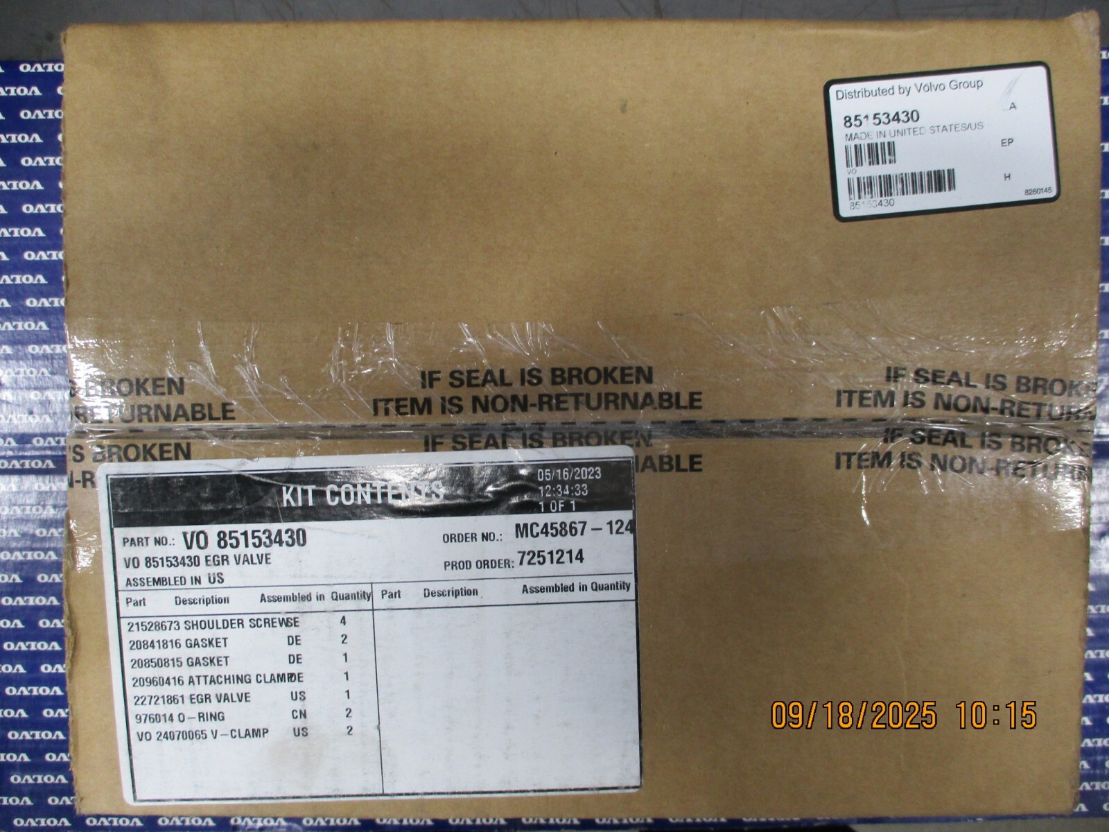OEM GENUINE Volvo D13 EGR Valve KIT 85153430