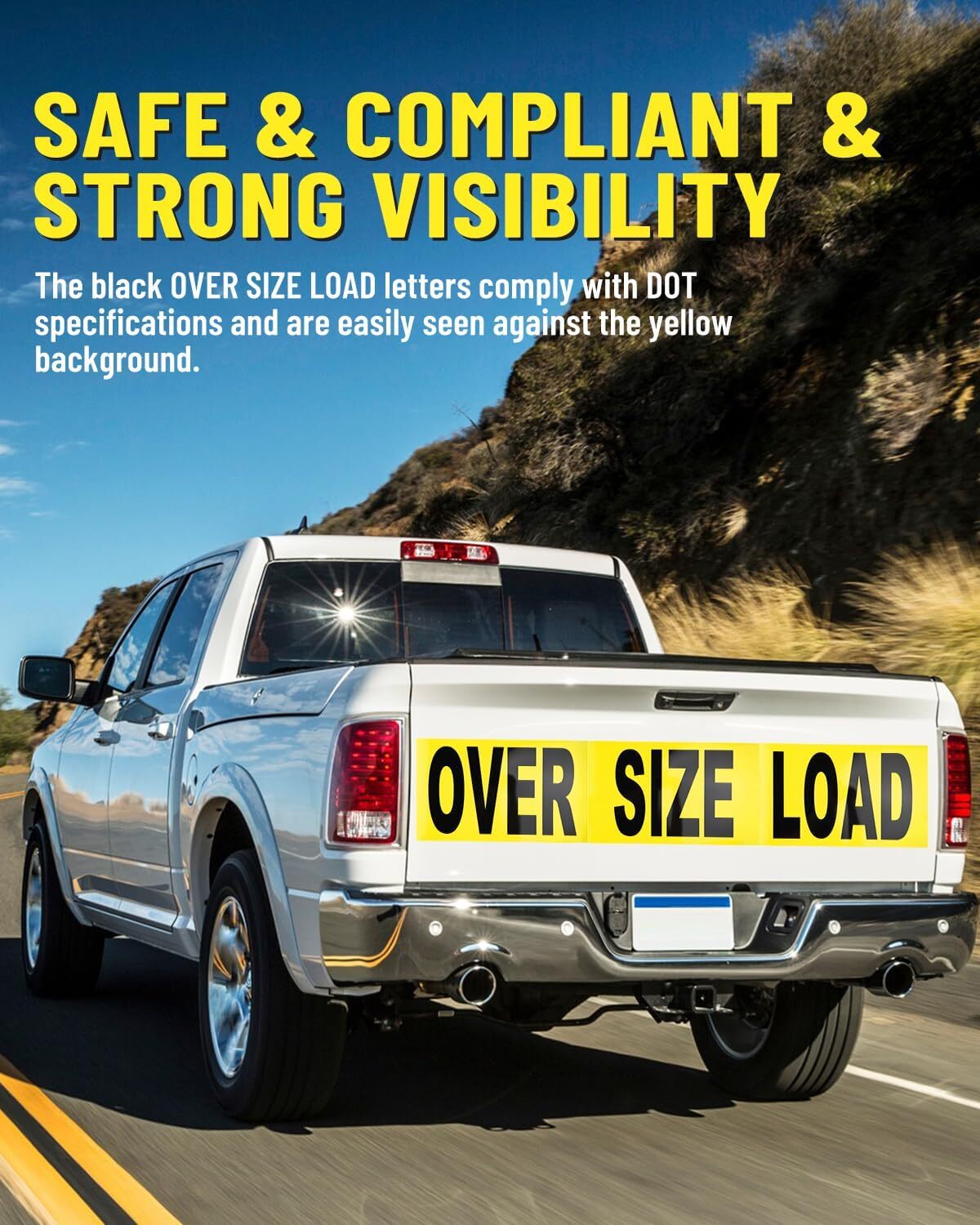 Over Size Load Signs for Trucks Magnetic Oversized Warning Sign for Safe Hauling