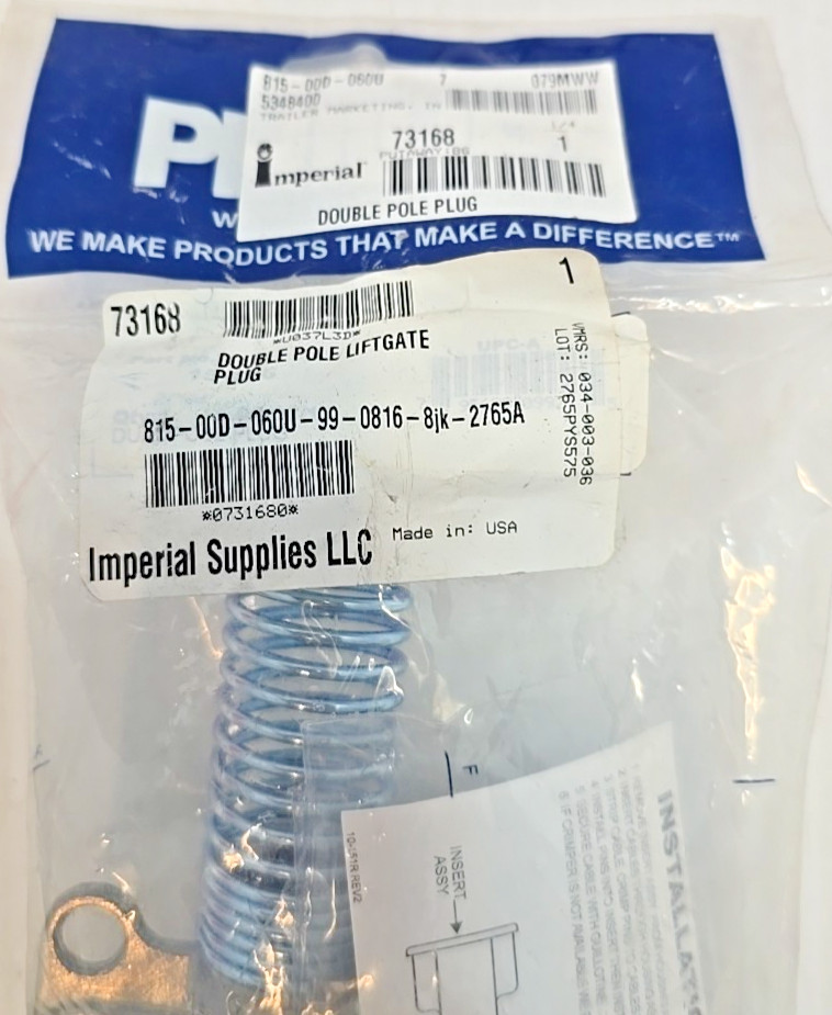 Phillips 15-336 Double Pole Liftgate Plug Zinc Die-Cast Cable Guard Imperial