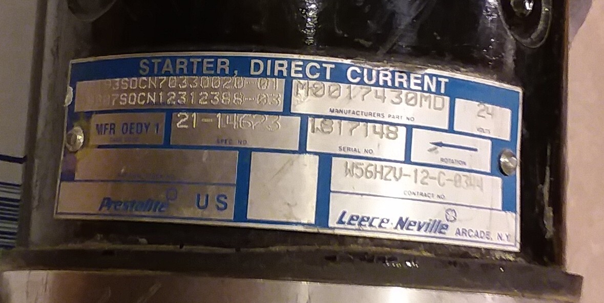 Used Leece-Neville Prestolite Honeywell Starter Motor Turbine Tank Abrams