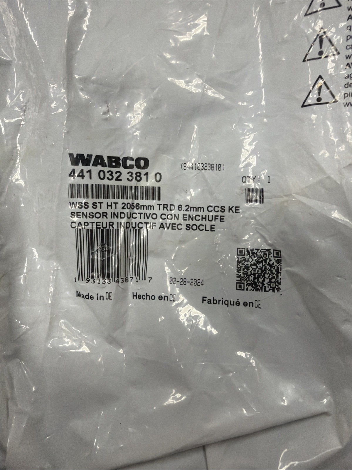 4410323810 ABS WHEEL SPEED SENSOR WABCO OEM WSS ST HT 2056mm TRD CCS KE TRUCK US