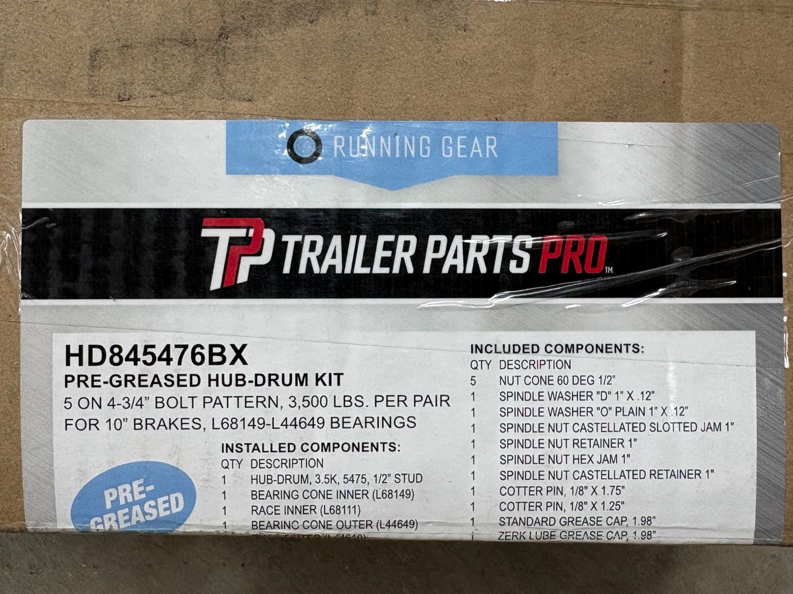 Trailer Parts Pro HD845476BX Redline 5 on 4-3/4″ Bolt Pattern 10″ Hub Drum Kit ^