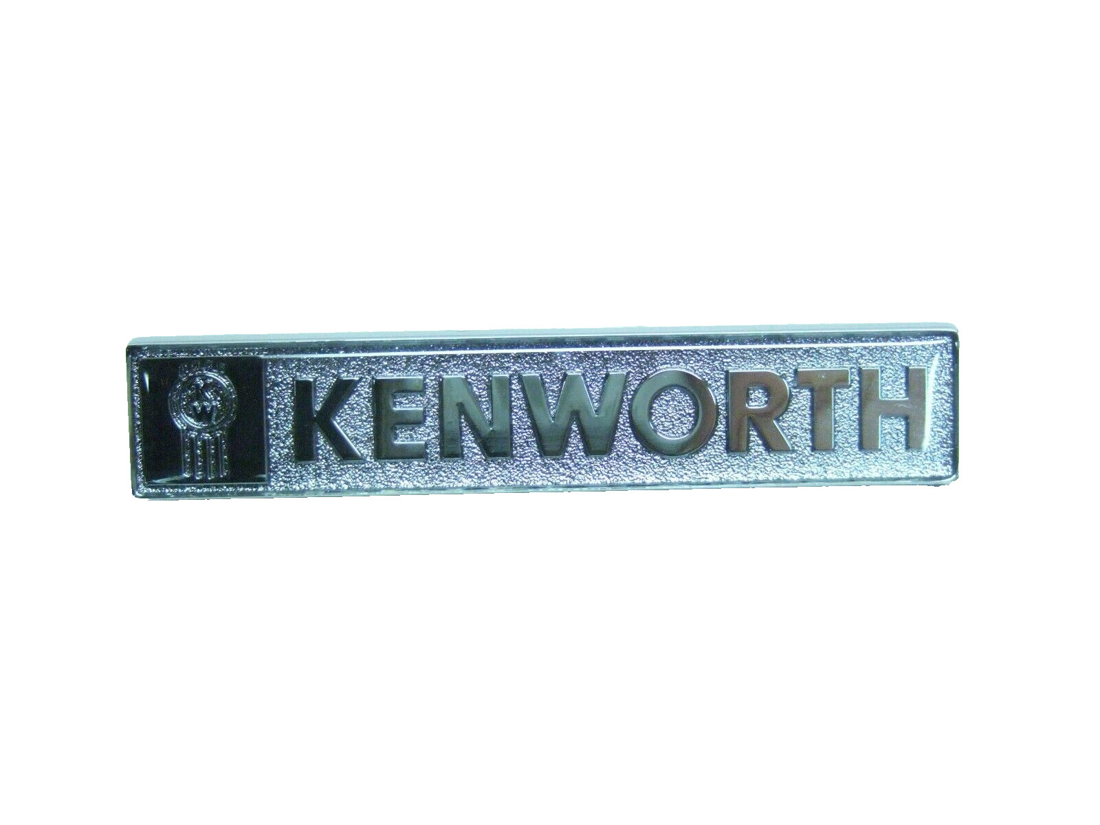 Kenworth name plate, Metal with plasti-coat face, 7/8″ x 4-3/8″