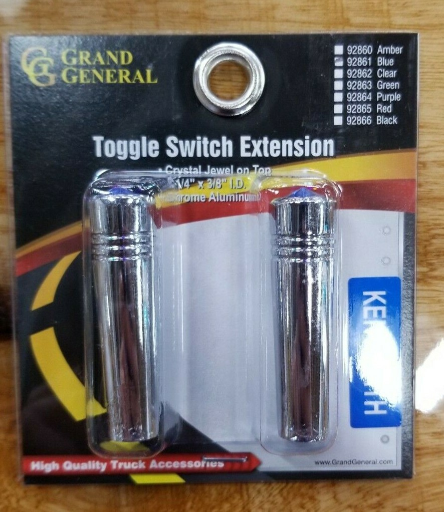 Toggle switch extension 2 1/4″ Blue jewel chrome aluminium all Kenworths 92861