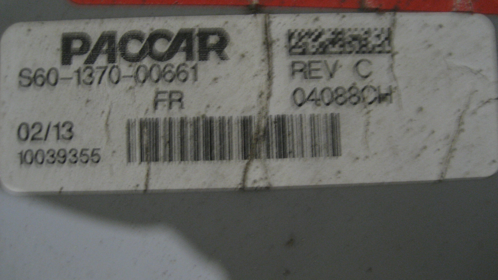 2015 KENWORTH FRONT DAY CAB HEADER, PACCAR S60-1370-00661 REV. C FRAME 04088CH