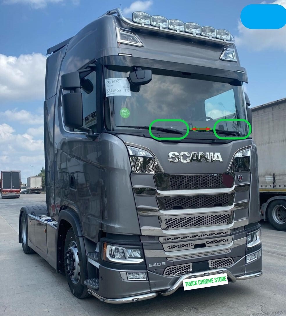 Scania NG SC S/R 2016 UP WIPER CHROME Polished Stainless Steel 2 Pieces.