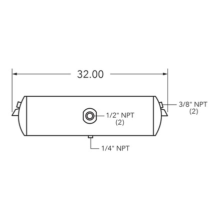 Tramec Sloan TSJ8016 Black Coated Steel Air Brake Air Tank 8″ Tank Diameter, 142