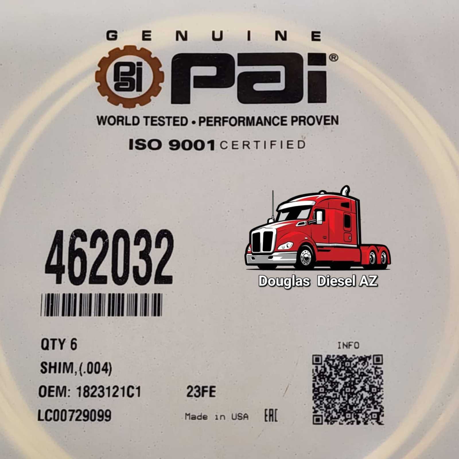 6x PISTON LINER SHIM .004″ for DT466E. PAI# 462032 Ref.# INTERNATIONAL 1823121C1