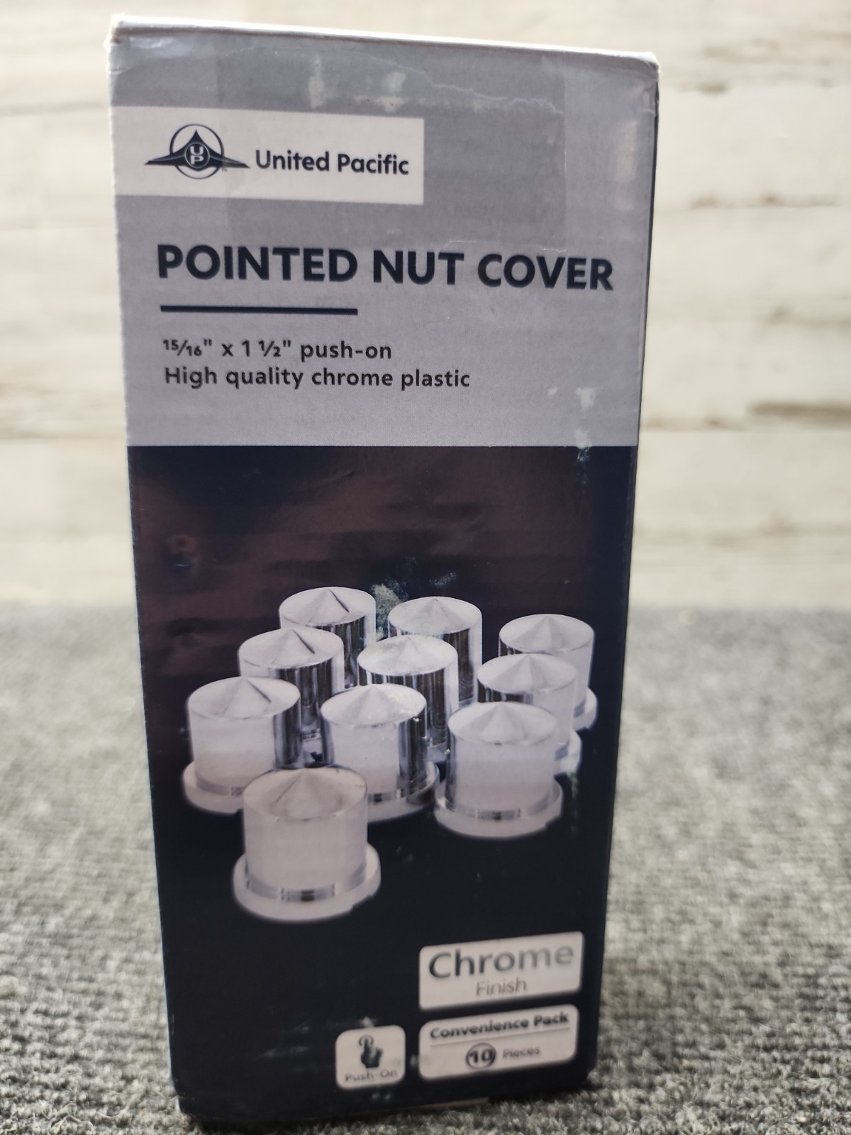 United Pacific 10090P Wheel Lug Nut Cover Set 15/16″ X 1.5″, Chrome, Plastic, Po