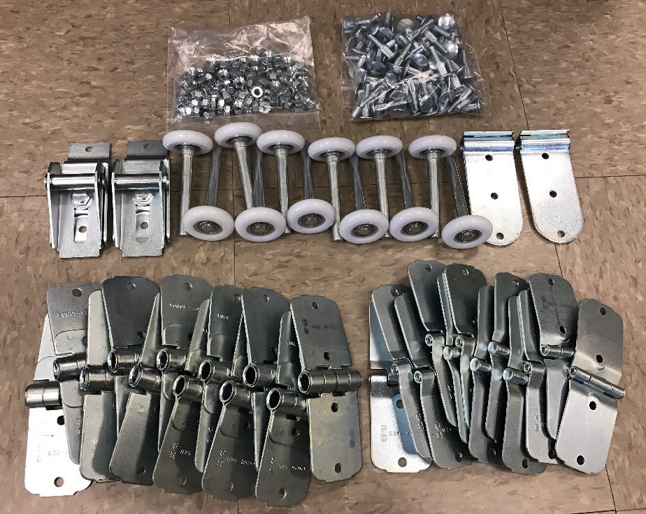 44 Pack -Todco Door Repair Kit- ALL Hinges + 2″ Rollers + Hardware – Whiting NEW