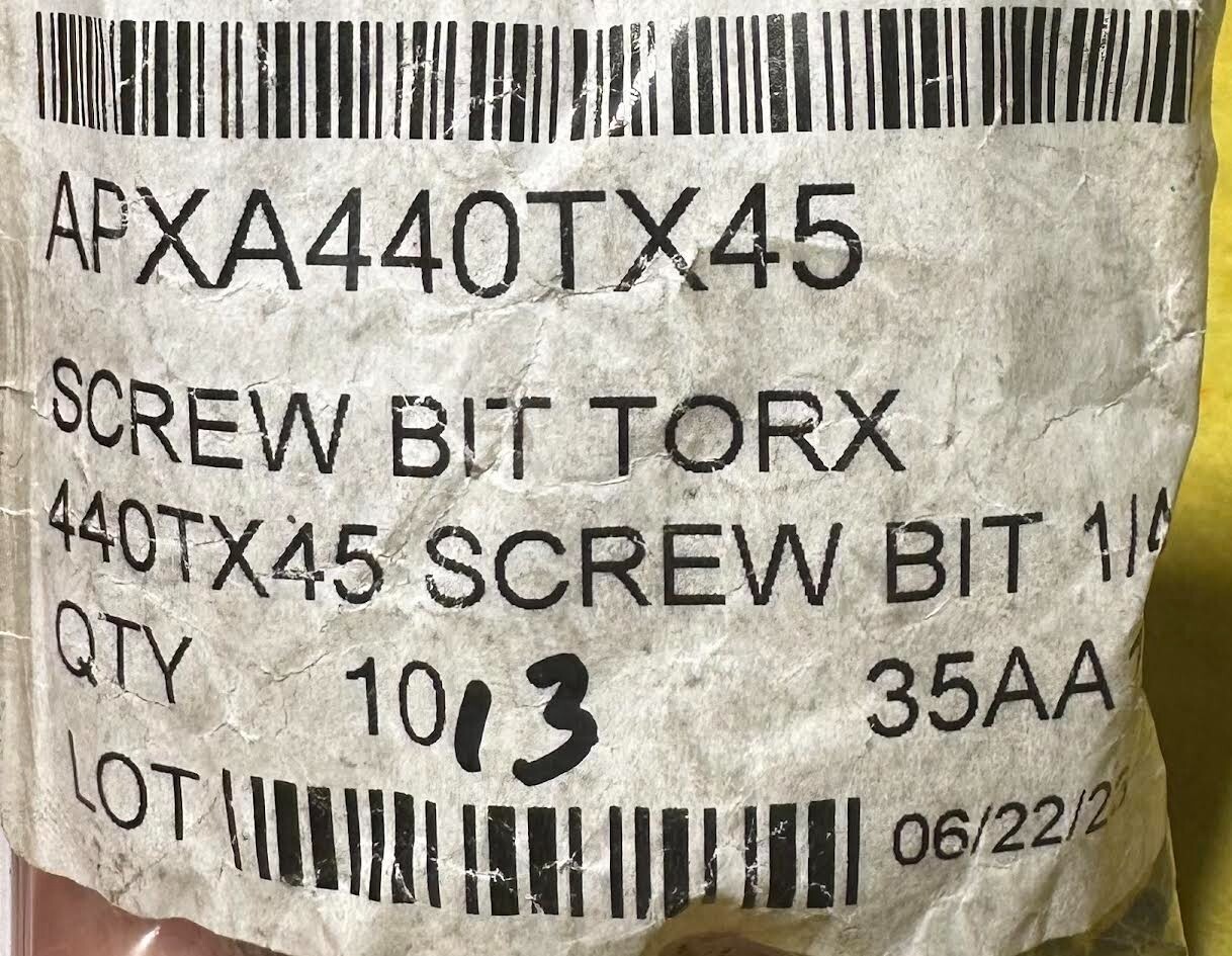 APXA440TX45 Genuine L.A Fasteners Screw Bit Torx 1/4 #45 (5 Count) OEM-New