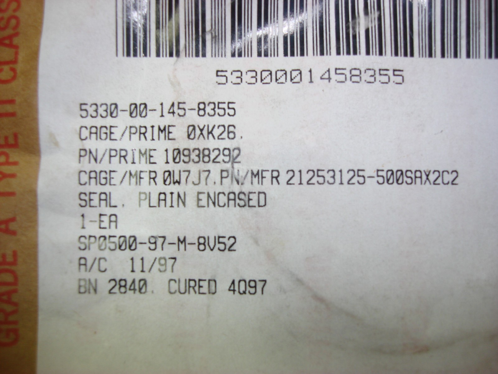 2 ea! SPINDLE SHAFT KNUCKLE OIL SEAL M939 SERIES TRUCK 5330-00-145-8355 10938292