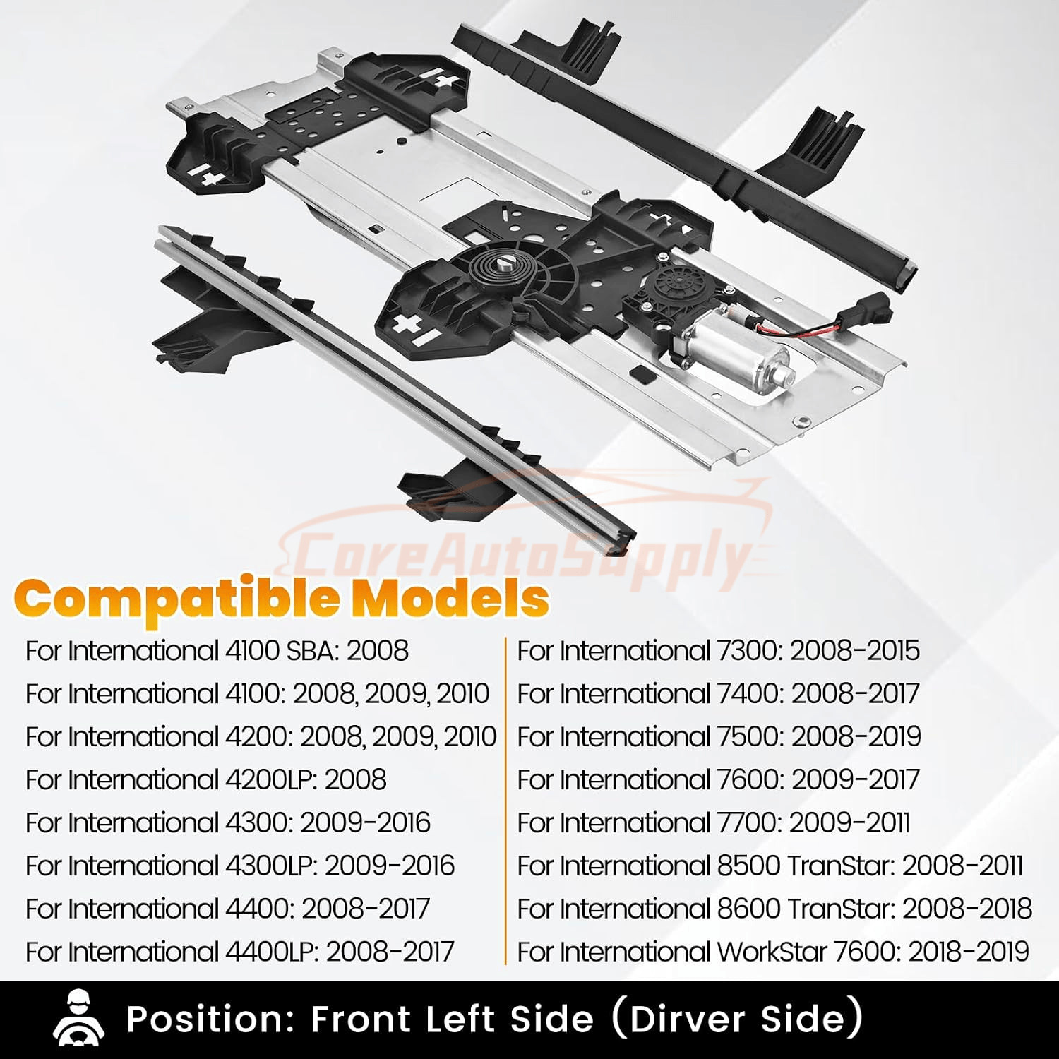 Front Left Window Regulator w/Motor 3986484C95 For International Truck 2008-2019